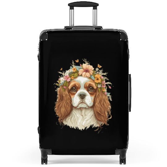 Cavalier King Charles Spaniel Flower Crown Dog Flo Suitcases