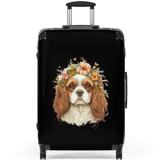 Cavalier King Charles Spaniel Flower Crown Dog Flo Suitcases