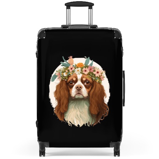 Cavalier King Charles Spaniel Flower Crown Pet Dog Suitcases
