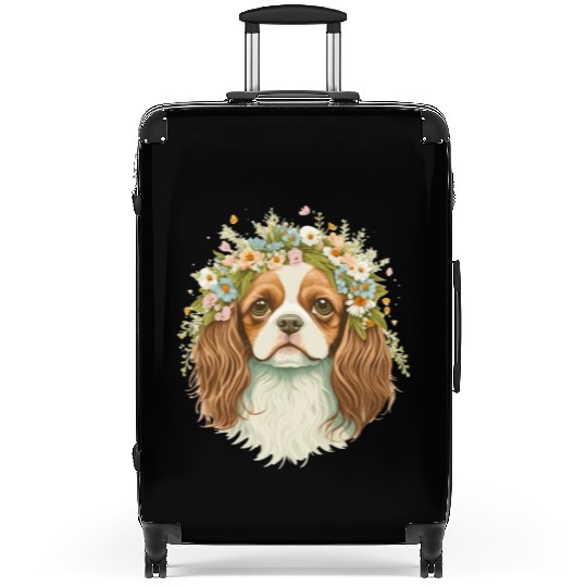 Cute Cavalier King Charles Spaniel Flower Crown Do Suitcases