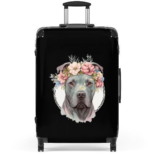 Cute Cane Corso Flower Crown Pet Dog Puppy Suitcases