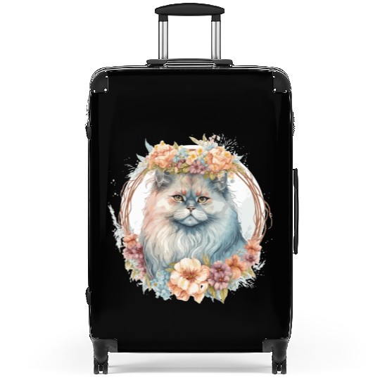 Cute Persian Cat Flower Crown Cats Pet Kitten Suitcases