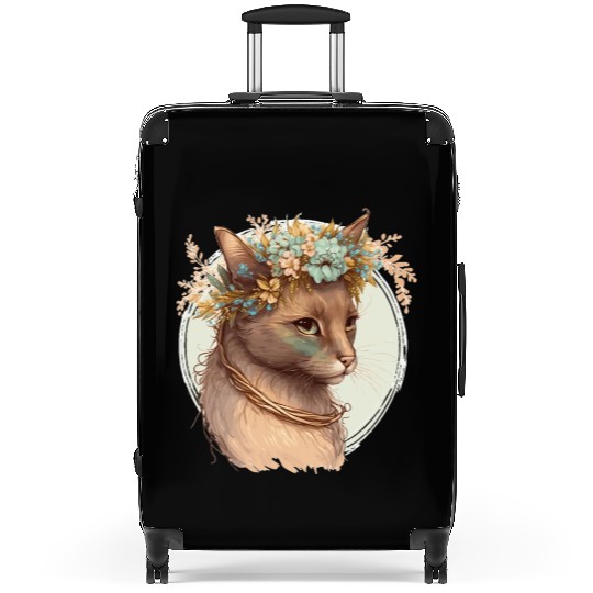Cute Havana Brown Cat Flower Crown Cats Pet Kitten Suitcases
