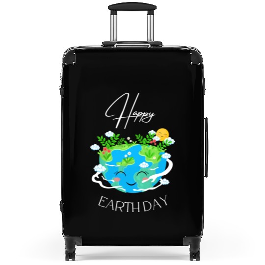 Green and Blue Happy Earth Day Suitcases