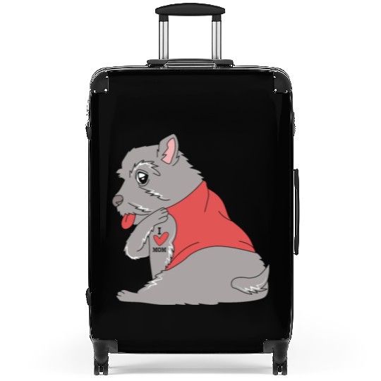 I Love Mom Dog With Tattoo Scottish Terrier Mom Suitcases