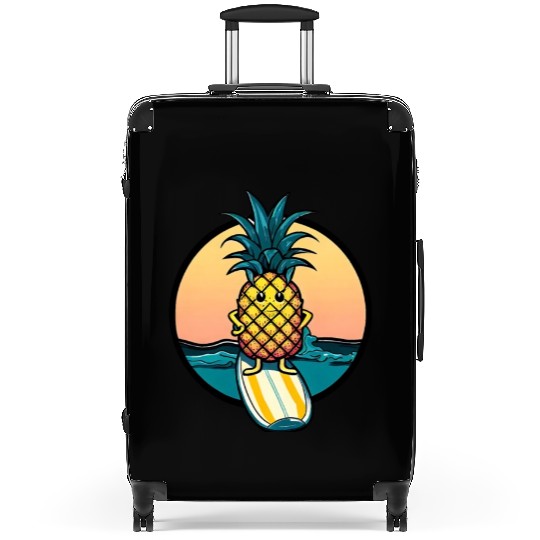 Kawaii pineapple on at sunset Suitcases