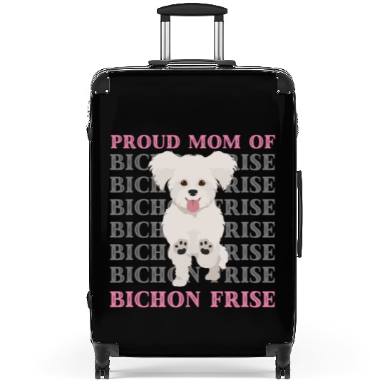 Proud mom of Bichon Frise cute puppy dog mom dad Suitcases
