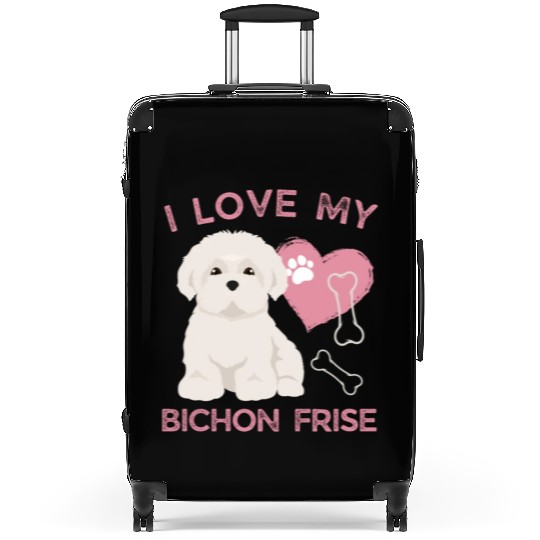 Cute puppy Bichon Frise Valentines Dog lover dogs Suitcases