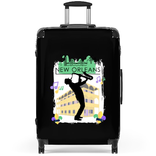 Mardi Gras New Orleans Louisiana City Jazz Music Suitcases
