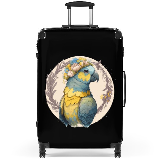 Yellow Blue Ara Macaw Flower Crown Parrot Parakeet Suitcases