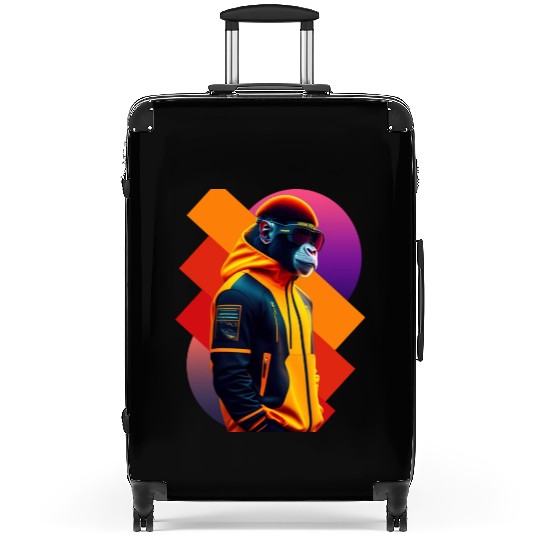 Tech-Savvy Ape: Evolved Primate in Sunglasses Suitcases
