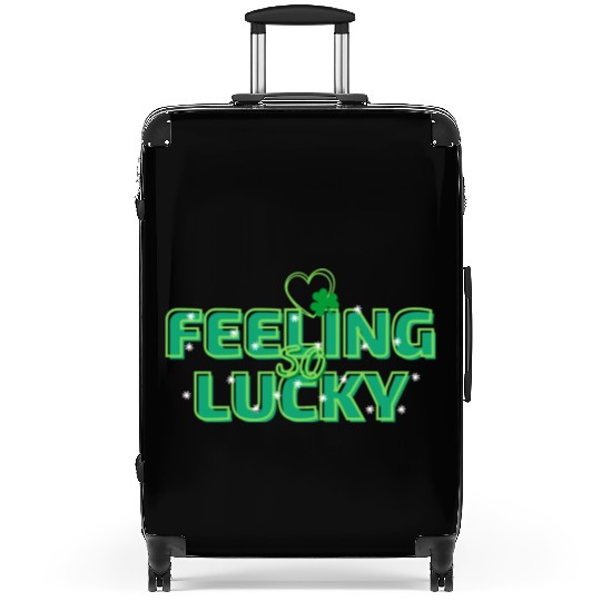 Feeling Lucky Green Bright Bold Typography Suitcases