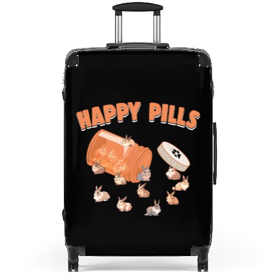 Happy Pills Lionhead Bunny Funny Rabbit Breed Pun Suitcases