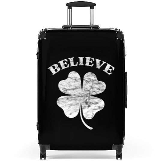 Distressed Shamrock Retro Irish Four Leaf Clove Suitcases
