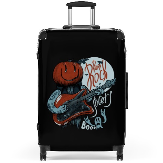 Pump Rock Society Halloween Pumpkin Playing Guitar Suitcases