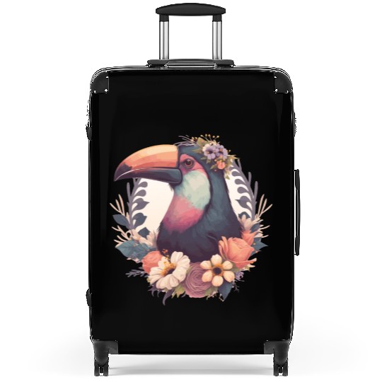 Cute Toucan Tropical Bird Flower Crown Jungle Bird Suitcases