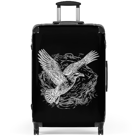 Flying Seagull Over The Sea Suitcases