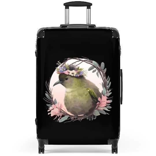 Tropical Kiwi Bird Flower Crown Floral Exotic Bird Suitcases