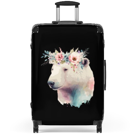 Cute Polar Bear Flower Crown Animal Lovers Suitcases