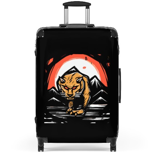 zen cartoons japan tiger mountains Suitcases
