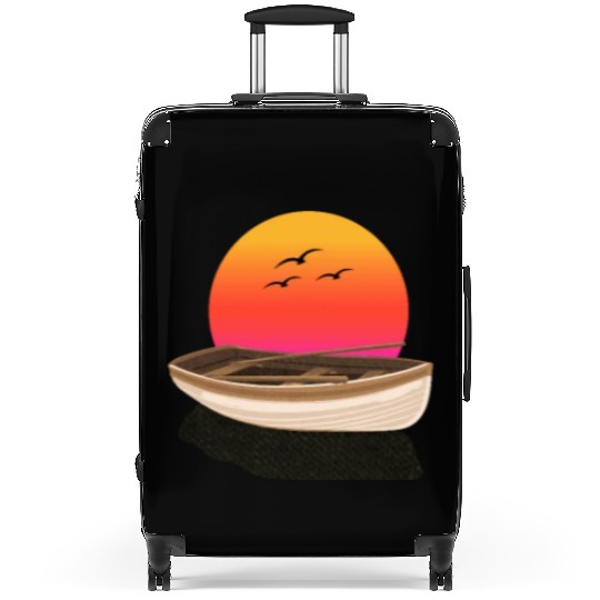 Retro Sunset rowing boat Graphic Suitcases