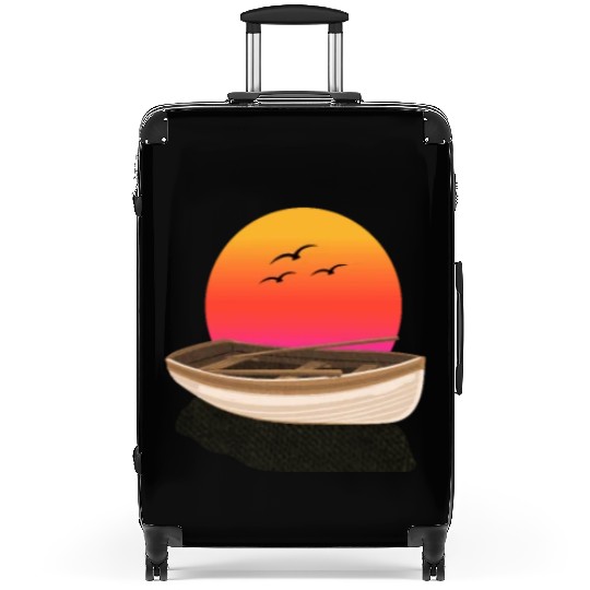 Retro Sunset rowing boat Graphic Suitcases