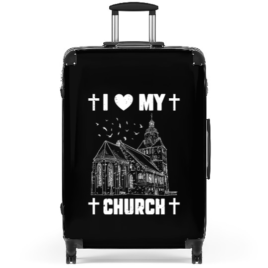 I Love My Church Funny Religious Guy Girl Church Suitcases