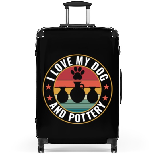 I Love My Dog and Pottery Funny Kiln Clay Vintage Suitcases