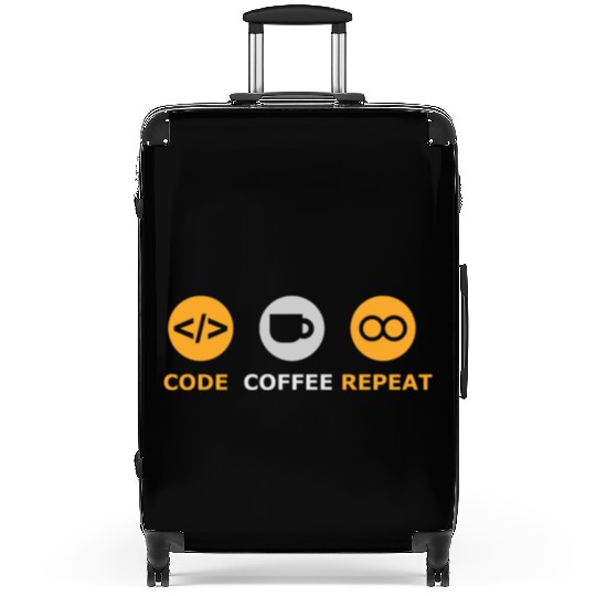 coffee code repeat software developer tech Suitcases