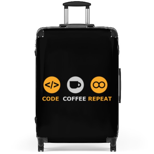 coffee code repeat software developer tech Suitcases