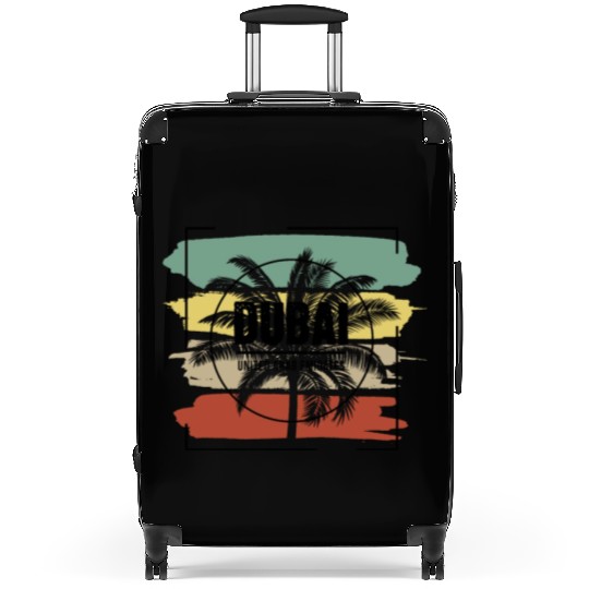 Dubai United Arab Emirates Palm Tree Retro Suitcases