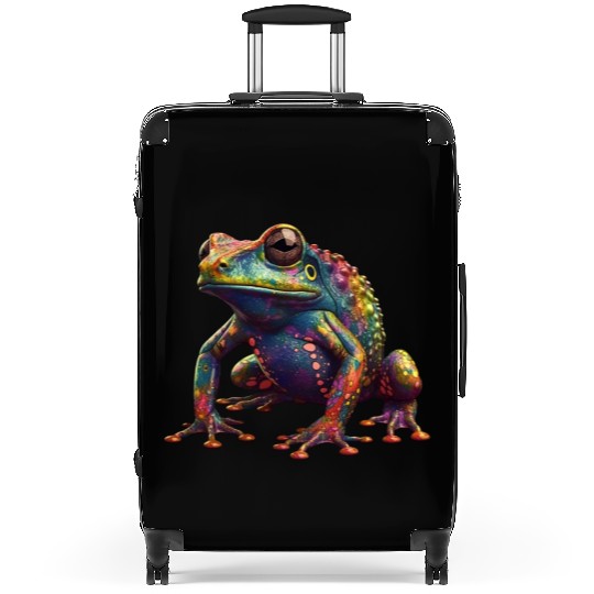 Psychedelic frog in vibrant colors dart frog Suitcases