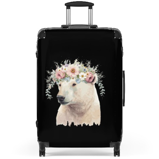 Watercolor Polar Bear Flower Crown Boho Aesthetic Suitcases