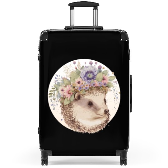 Cute Watercolor Hedgehog Flower Crown Animal Lover Suitcases