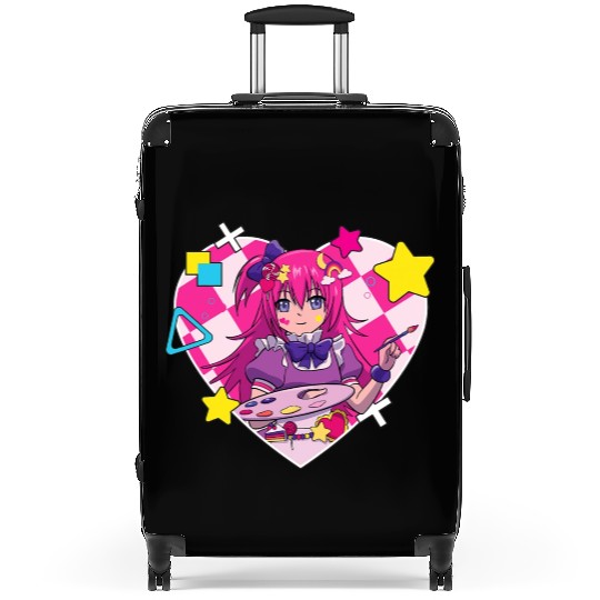 Harajuku Street Fashion Painter Heart Anime Girl Suitcases