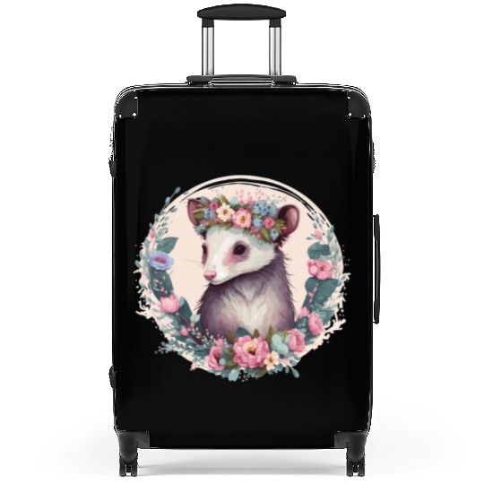 Cute Possum Flower Crown Floral Watercolor Suitcases