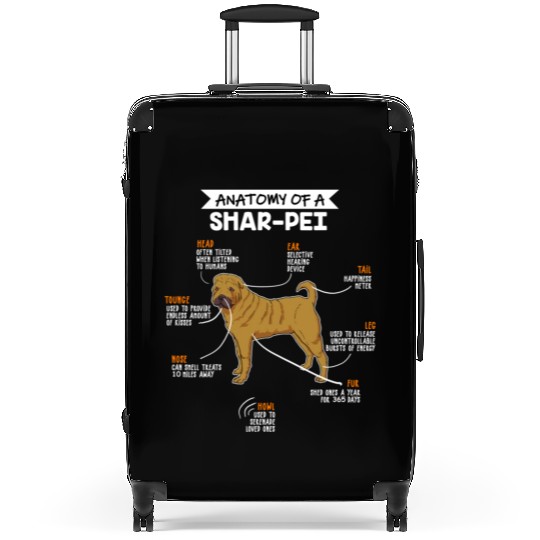 Anatomy Of A Shar Pei Dog Funny Dog Lover Gift Suitcases