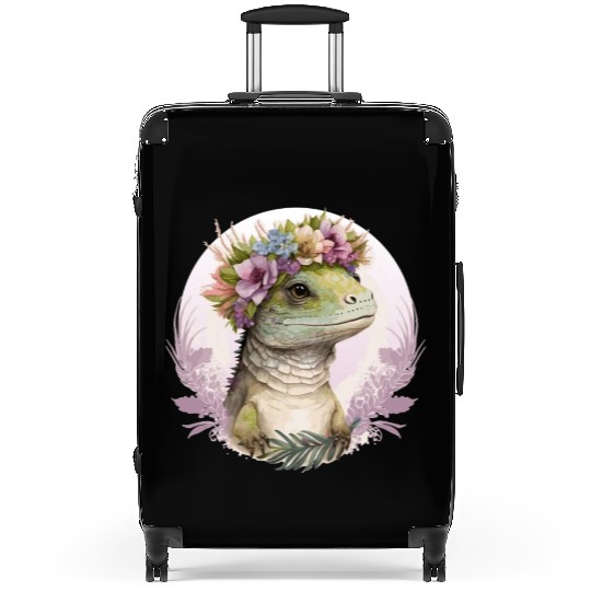 Cute Lizard Flower Crown Lizard Lover Suitcases