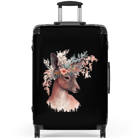 Cute Kangaroo Flower Crown Floral Kangaroo Lover Suitcases