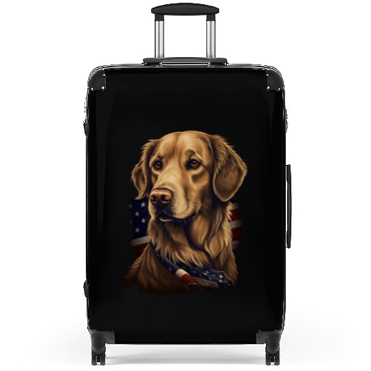 Golden Retriever American Flag Dog Lover Suitcases