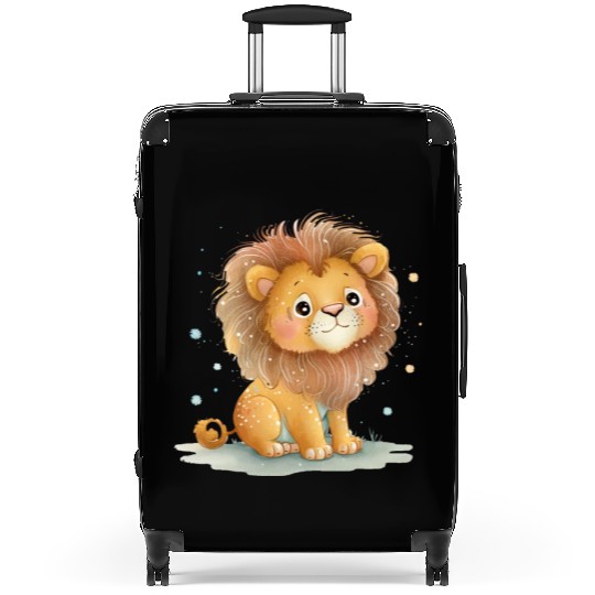 Sweet Pastel Lion Drawing Suitcases