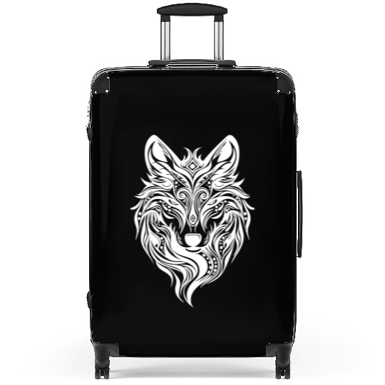 Vintage Angry Wolf Portrait T Tattoo Style Suitcases