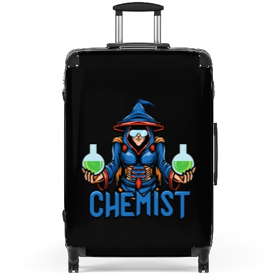 Funny science chemist elements chemists wizard lab Suitcases