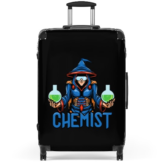 Funny science chemist elements chemists wizard lab Suitcases