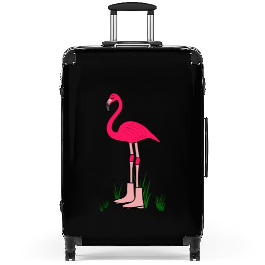 Flamingo with boots art animal print bird pink Suitcases