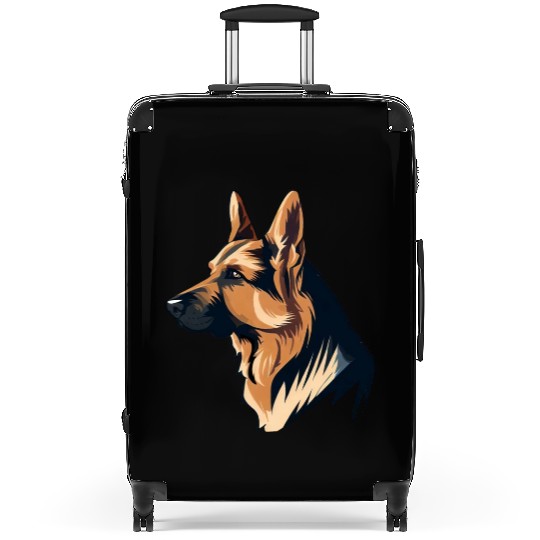 GERMAN SHEPHERD ART PETS PUPPY DOG ANIMALS DRAWING Suitcases
