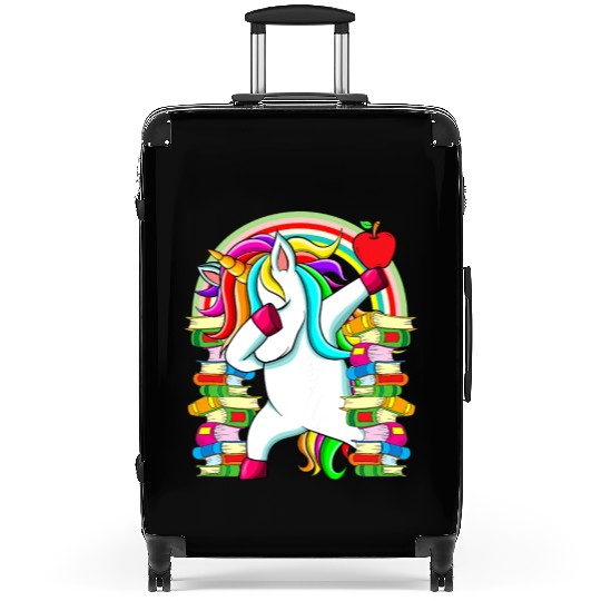 Womens Reading Teacher Dabbing Unicorn Elementary Suitcases