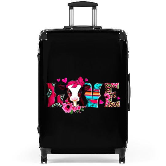 Leopard Love Cow with Bandana Valentines DayCow Suitcases