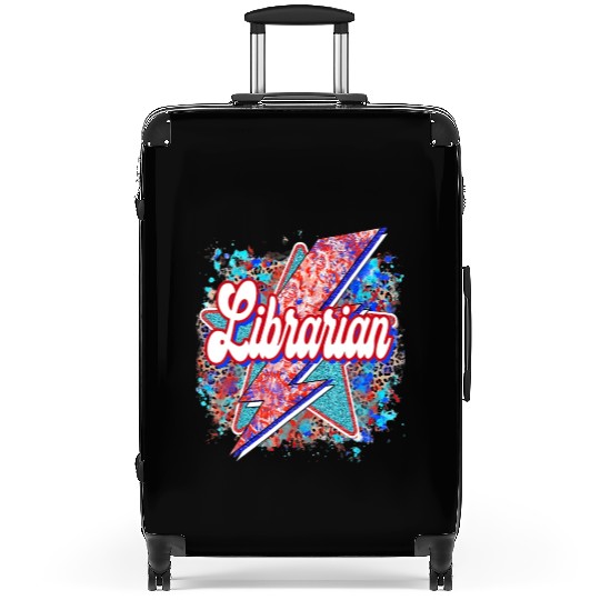 Leopard Lightning Bolt Librarian Teacher Book Suitcases