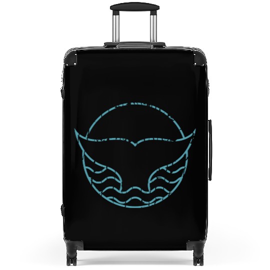 Save The Whales Minimalistic Whale Tail Ocean Suitcases